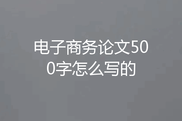电子商务论文500字怎么写的