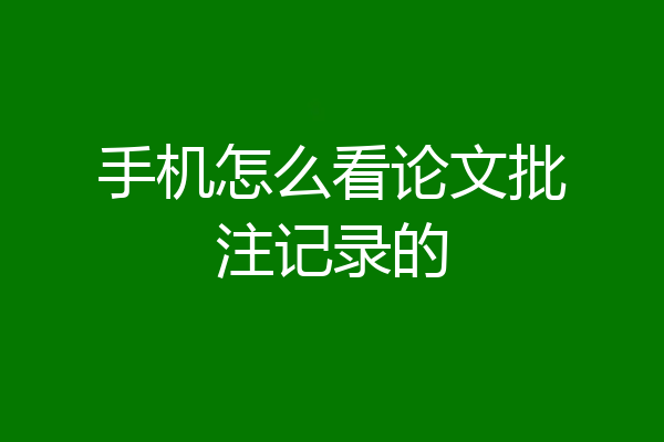 手机怎么看论文批注记录的