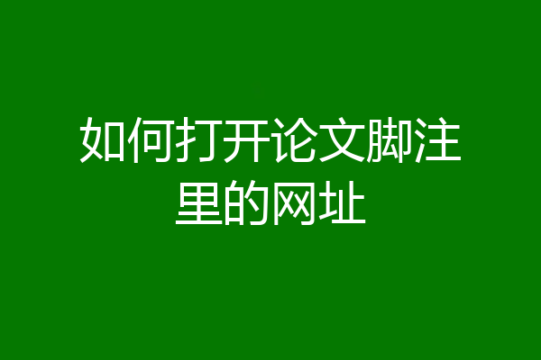 如何打开论文脚注里的网址