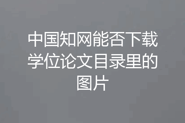 中国知网能否下载学位论文目录里的图片