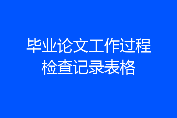 毕业论文工作过程检查记录表格