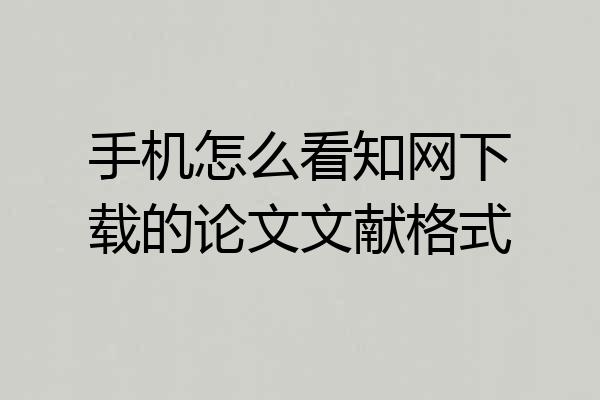 手机怎么看知网下载的论文文献格式