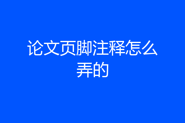 论文页脚注释怎么弄的