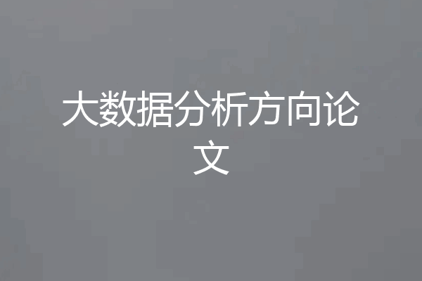 大数据分析方向论文