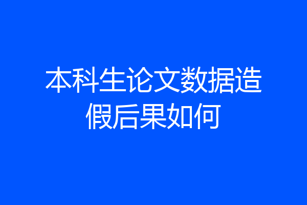 本科生论文数据造假后果如何