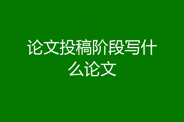 论文投稿阶段写什么论文