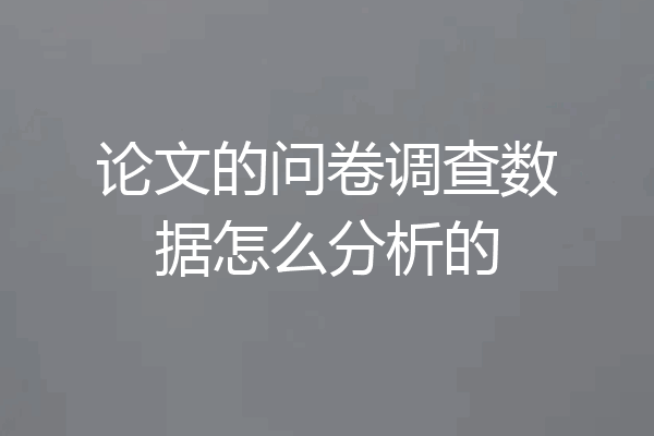 论文的问卷调查数据怎么分析的