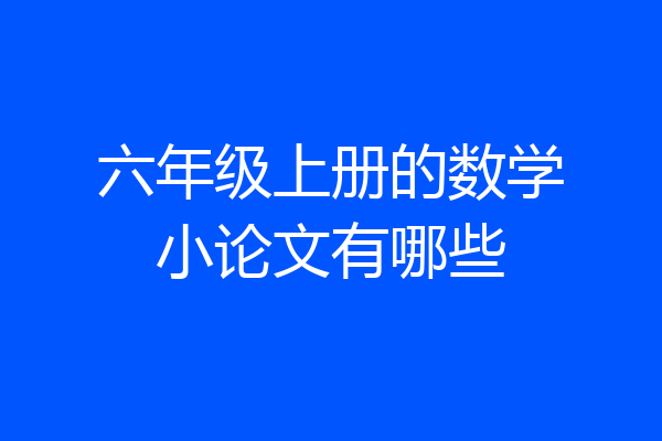 六年级上册的数学小论文有哪些