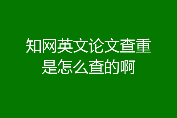 知网英文论文查重是怎么查的啊