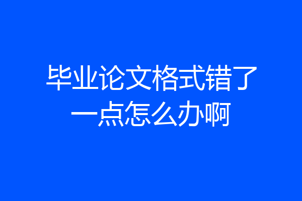毕业论文格式错了一点怎么办啊