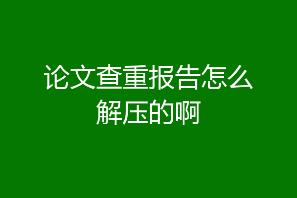 论文查重报告怎么解压的啊