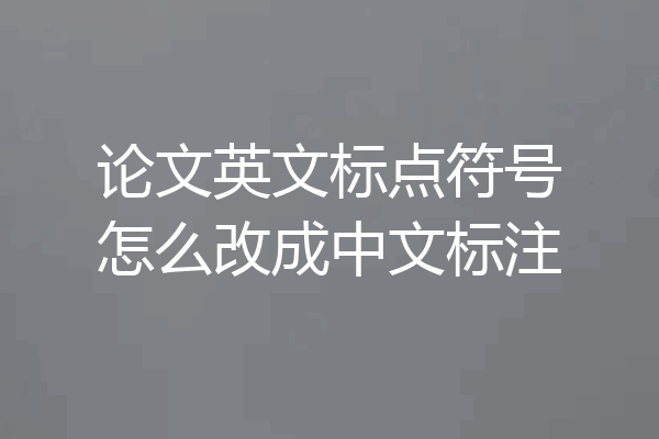 论文英文标点符号怎么改成中文标注