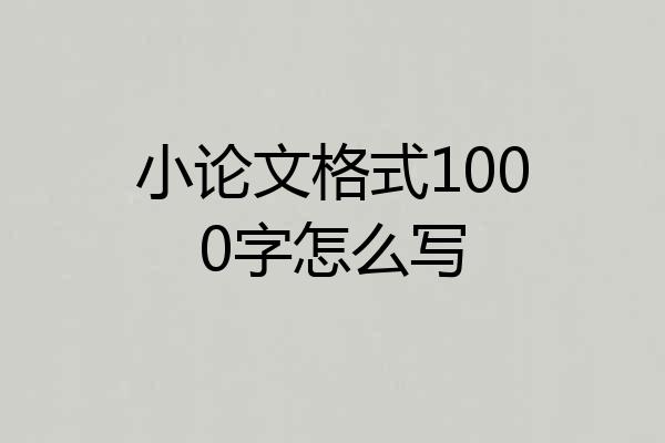 小论文格式1000字怎么写