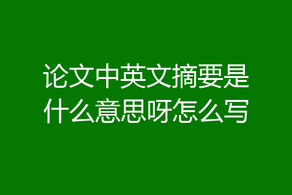 论文中英文摘要是什么意思呀怎么写