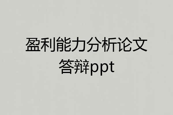 盈利能力分析论文答辩ppt