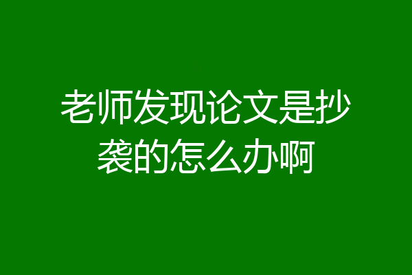 老师发现论文是抄袭的怎么办啊
