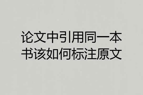 论文中引用同一本书该如何标注原文