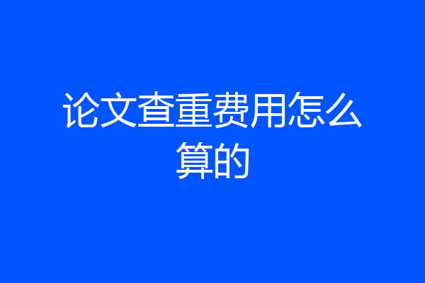 论文查重费用怎么算的