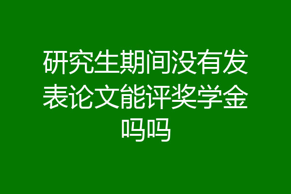 研究生期间没有发表论文能评奖学金吗吗