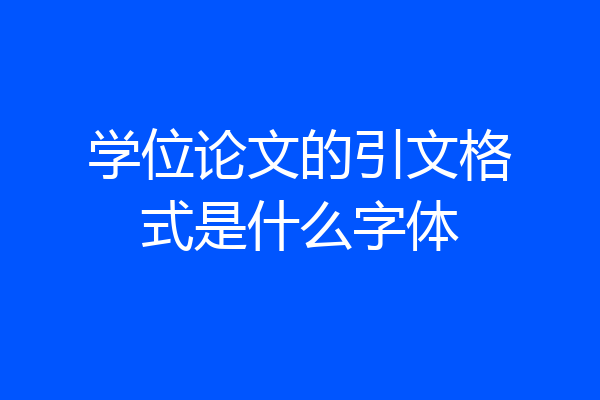学位论文的引文格式是什么字体