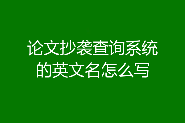 论文抄袭查询系统的英文名怎么写