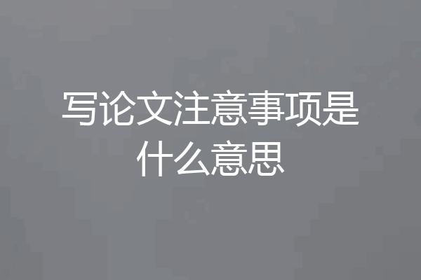 写论文注意事项是什么意思
