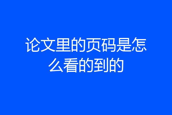 论文里的页码是怎么看的到的