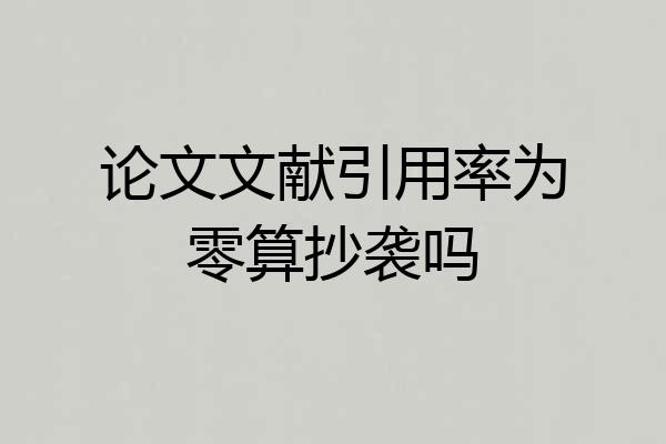论文文献引用率为零算抄袭吗