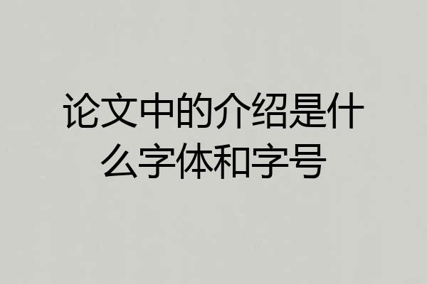 论文中的介绍是什么字体和字号