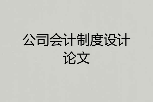 公司会计制度设计论文