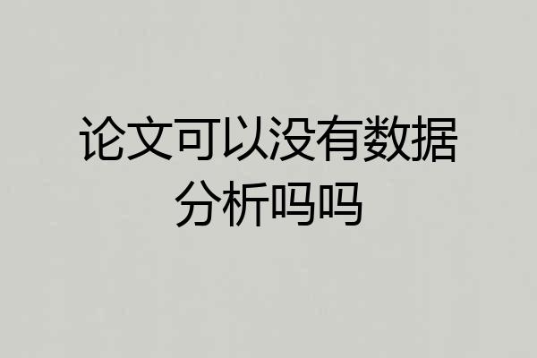 论文可以没有数据分析吗吗