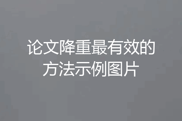 论文降重最有效的方法示例图片