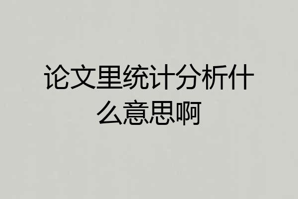 论文里统计分析什么意思啊