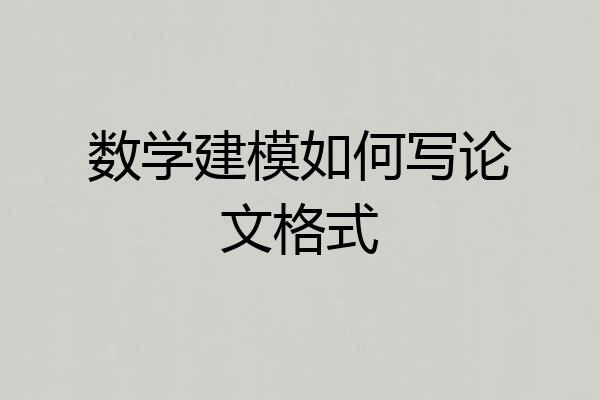 数学建模如何写论文格式