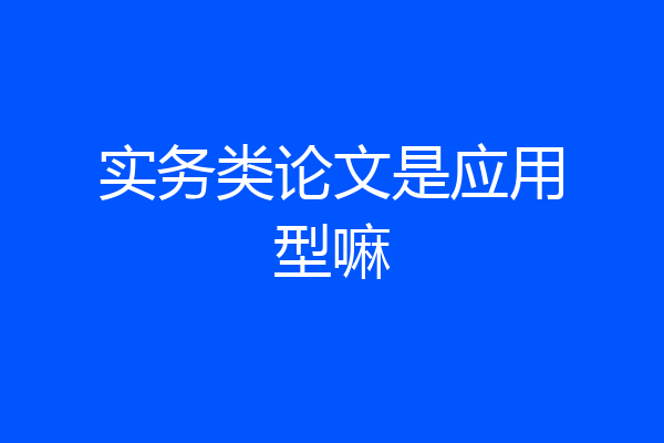 实务类论文是应用型嘛