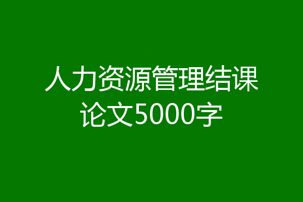 人力资源管理结课论文5000字