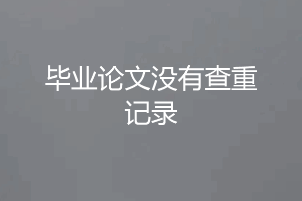毕业论文没有查重记录