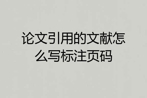 论文引用的文献怎么写标注页码