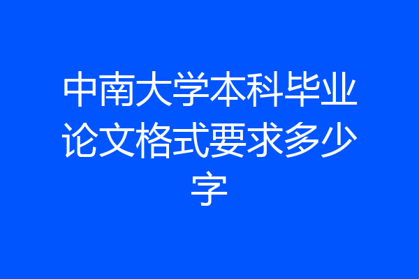 中南大学本科毕业论文格式要求多少字