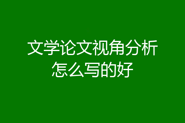 文学论文视角分析怎么写的好