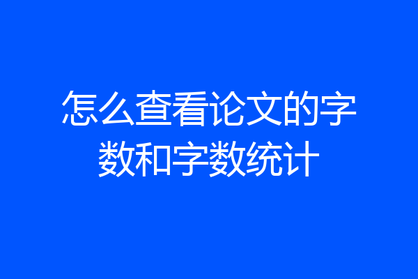 怎么查看论文的字数和字数统计