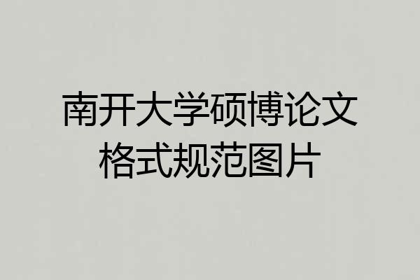 南开大学硕博论文格式规范图片