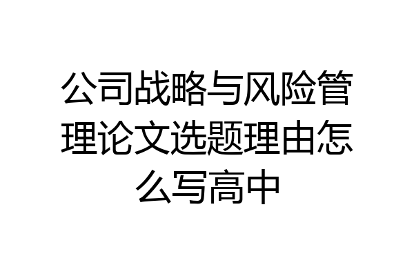公司战略与风险管理论文选题理由怎么写高中
