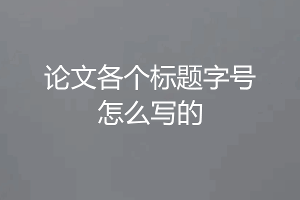 论文各个标题字号怎么写的