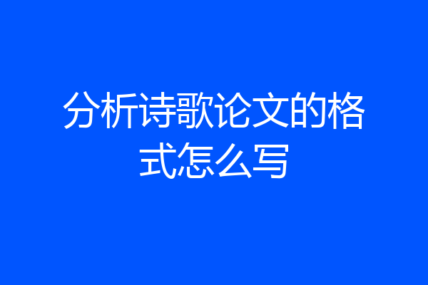 分析诗歌论文的格式怎么写