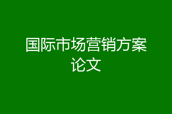 国际市场营销方案论文