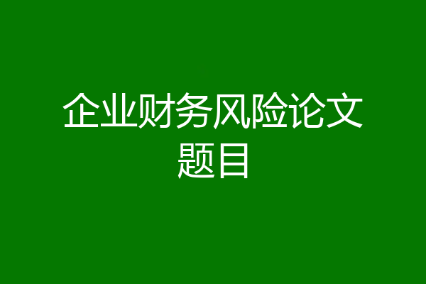 企业财务风险论文题目
