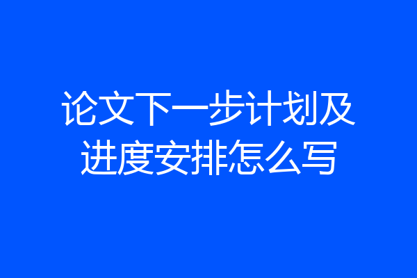 论文下一步计划及进度安排怎么写