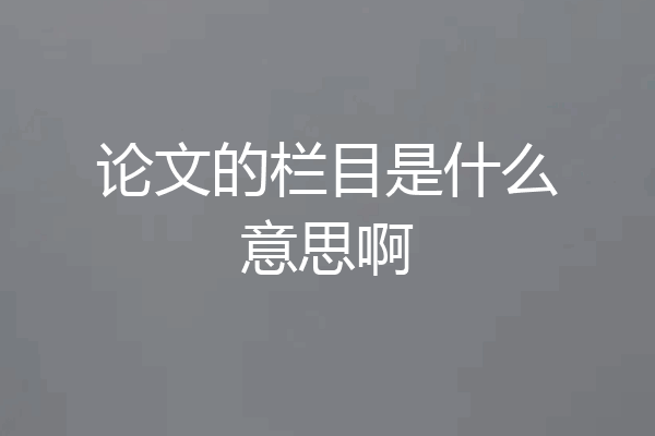 论文的栏目是什么意思啊