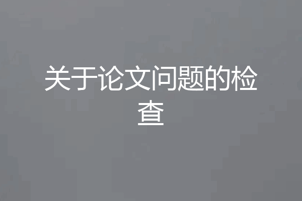 关于论文问题的检查